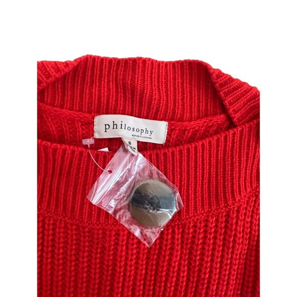 PHILOSOPHY Red Knit Button Detail Sweater Size Small NEW - Picture 5 of 6